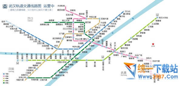 武汉地铁一号线路图