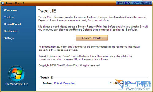 Tweak IE(修改定制Internet Explorer界面) V1.0绿色免费版