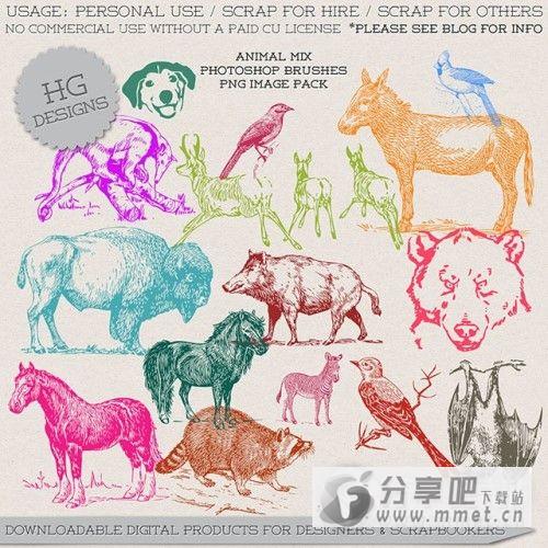 ps手绘动物笔刷下载